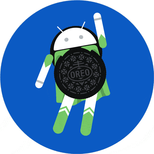 Android Oreo mascot showing security
