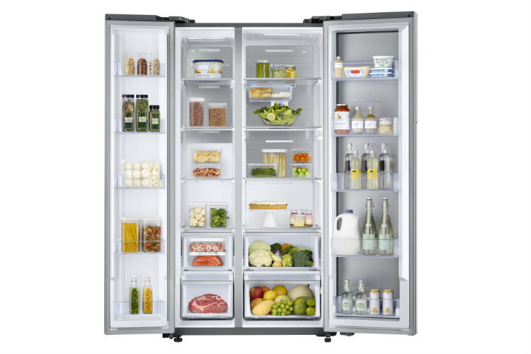 Samsung Twin Cooling Food Showcase Refrigerator Side by Side open view