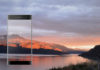 Sony Xperia XA2 Ultra in black against mountain sunset backdrop
