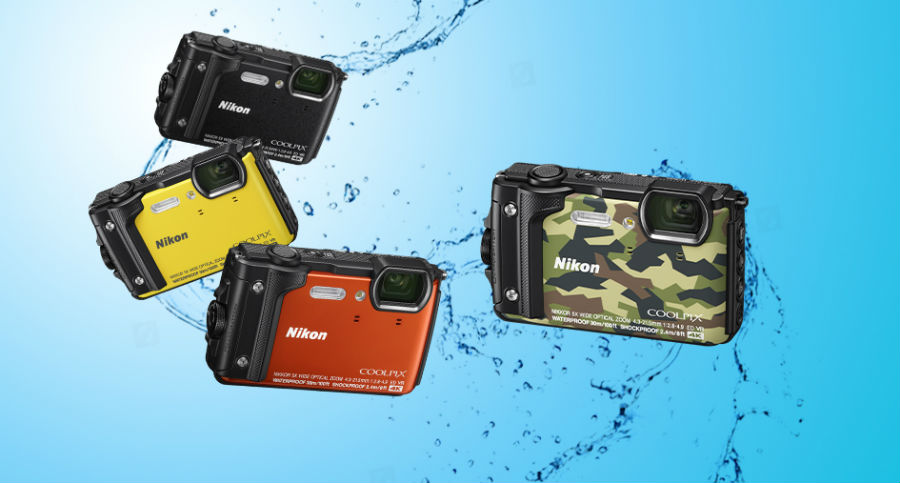 Nikon W300 in various colours in water