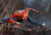Spider-Man posing on debris
