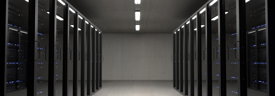 Server racks on display in a server room
