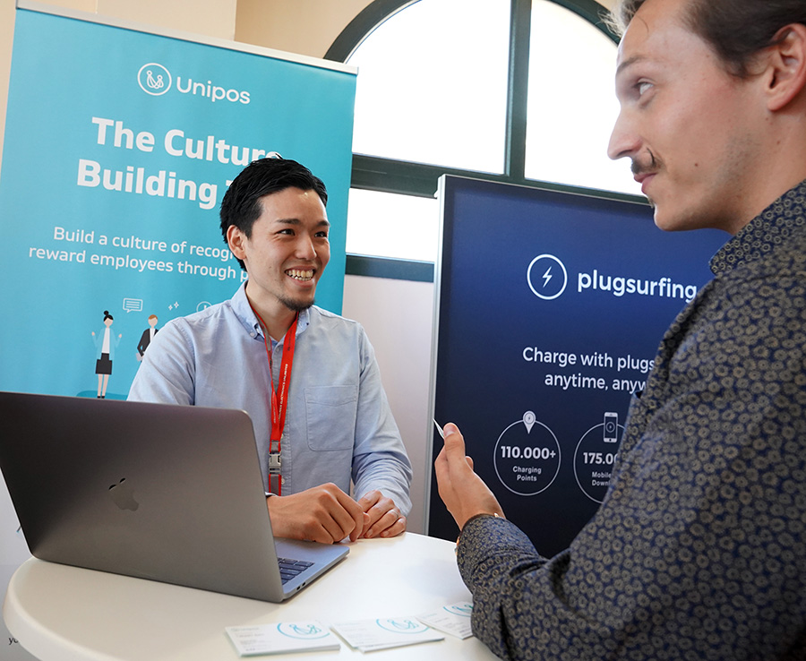Plugsurfing, the electric car charging network booth at IPA