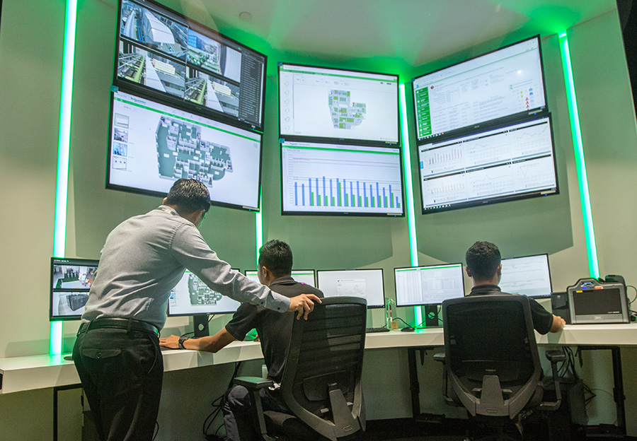 Computers in the Schneider Electric office building