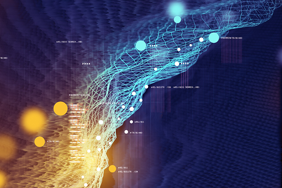 3D Illustration depicting visual data and information of 5G