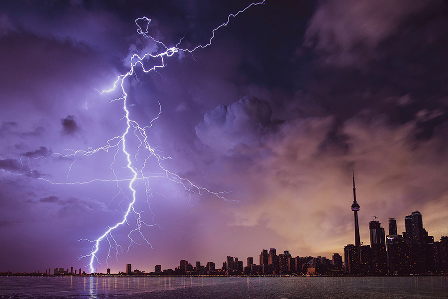 Lightning storm requiring surge protection