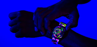 Illuminated in darkness while wearing THE ELECTRICIANZ's THE NEON Z