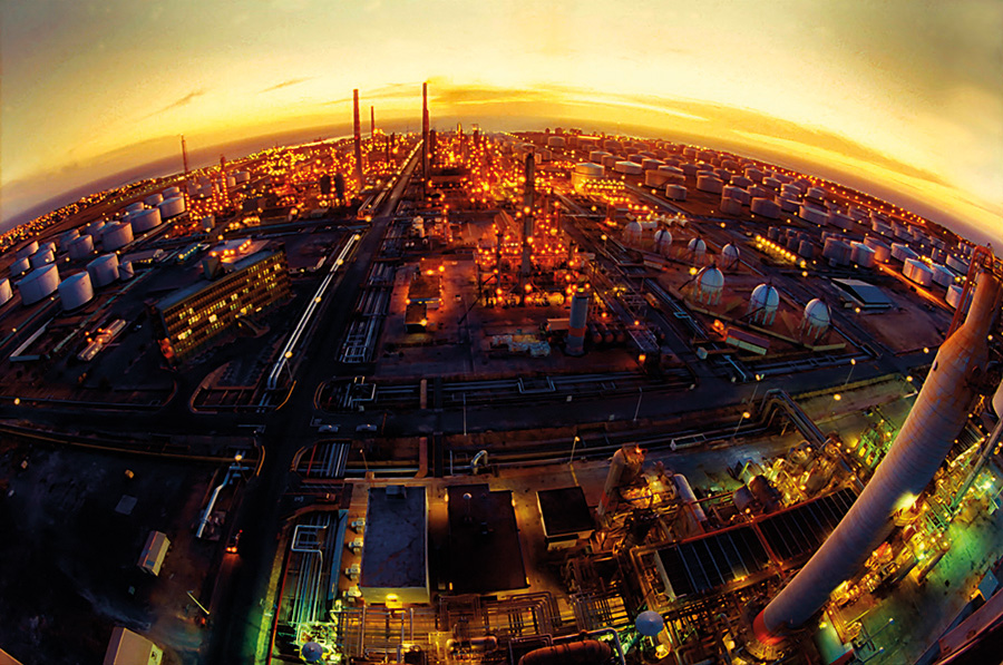 Evening view of a city