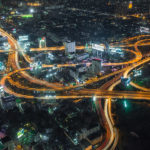 Bangkok Highways at night with traffic lights