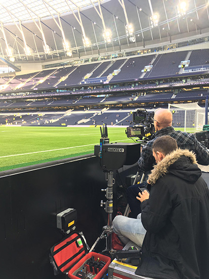 Filming 8K match of Tottenham Hotspur Premier League on LG OLED TV