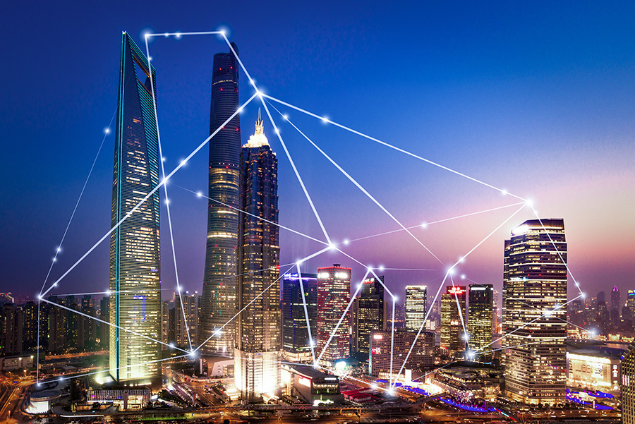 Cityscape with edge computing network