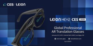 Leion Hey2 Debuts at CES 2026 as the World’s First AI-Powered Professional AR Translation Glasses